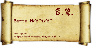 Berta Máté névjegykártya